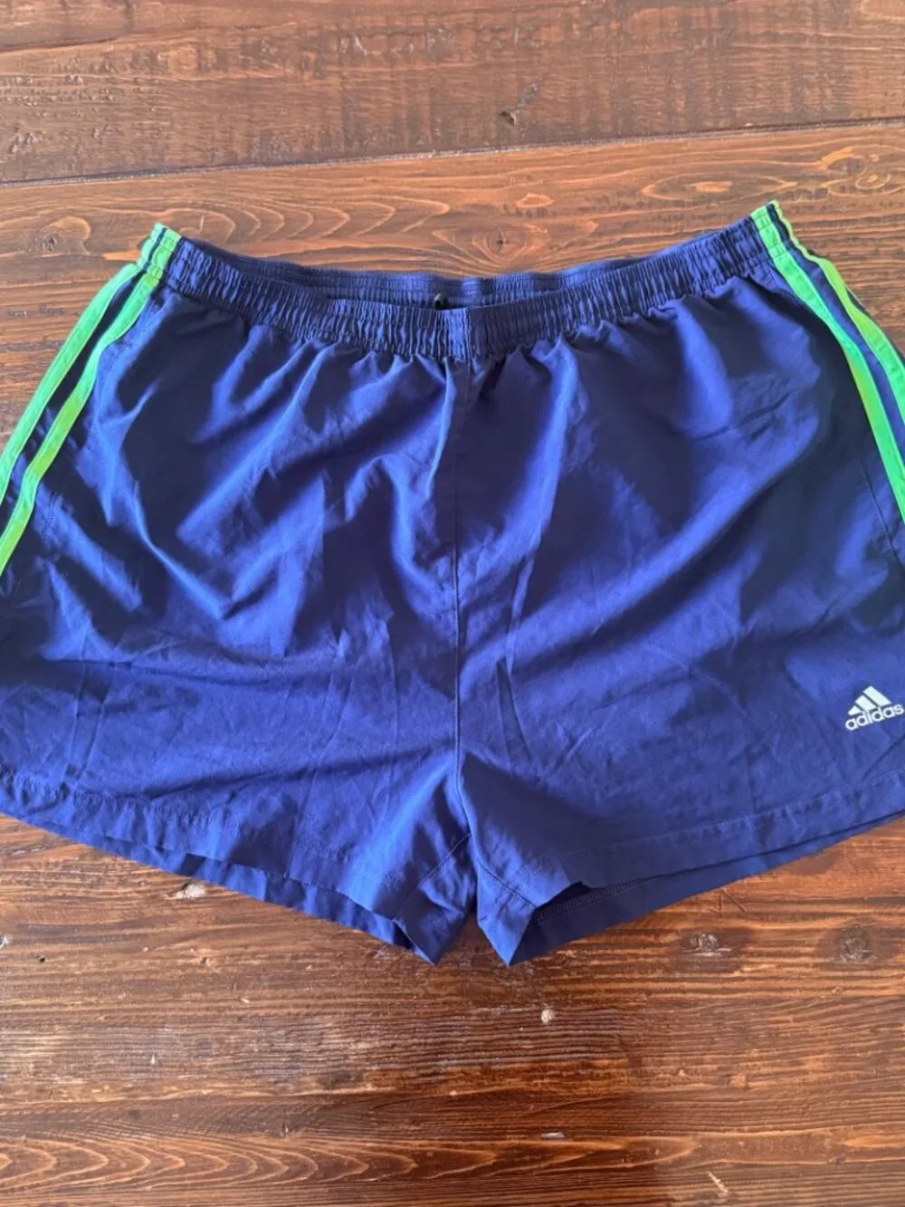 Vintage Adidas Climalite Sprinter Shorts Navy Neon Stripe Men's XL Y2K